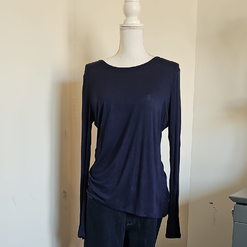 WHBM Women's Navy Long Sleeve Top